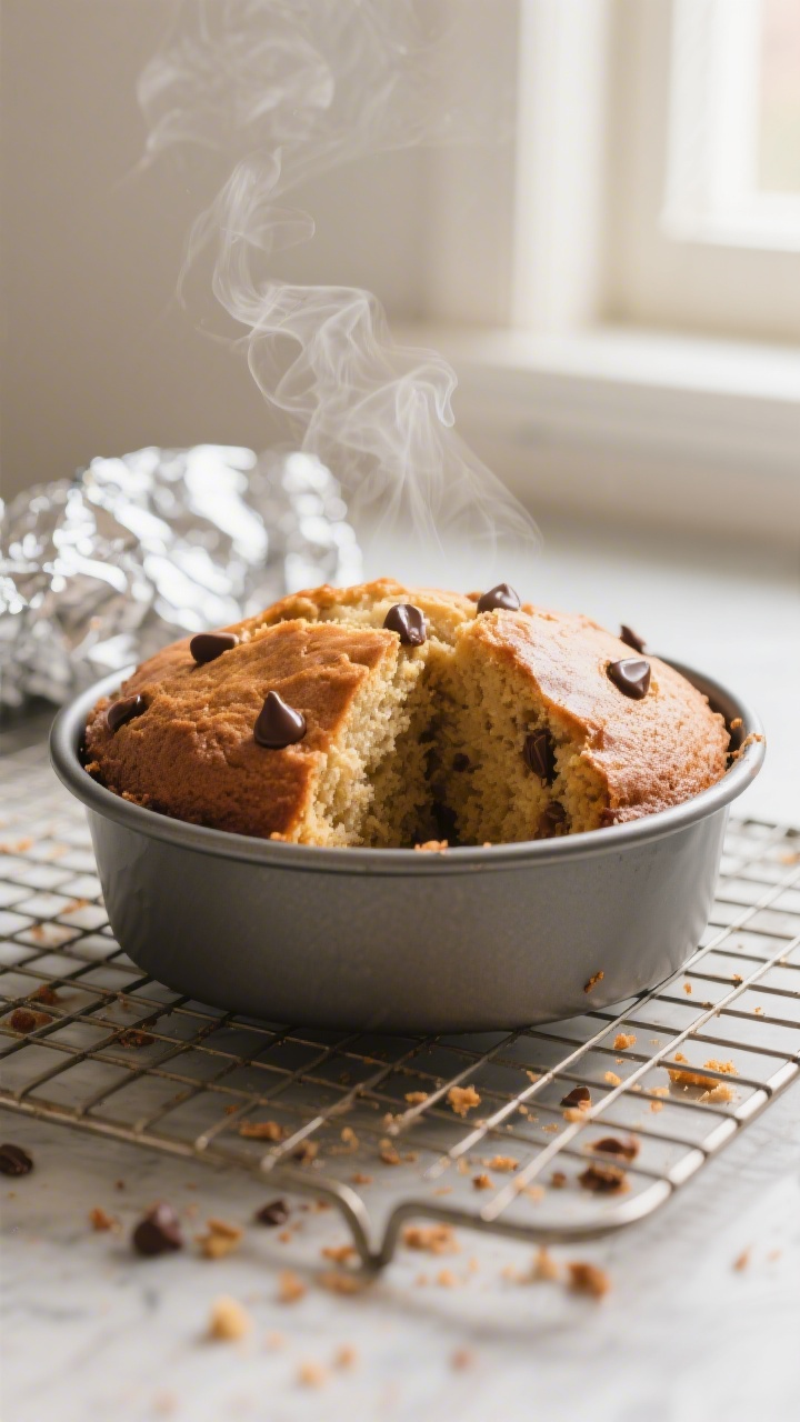 Close-up detail shot of freshly pressure-cooked brown butter banana bread just unmolded from a 6–7