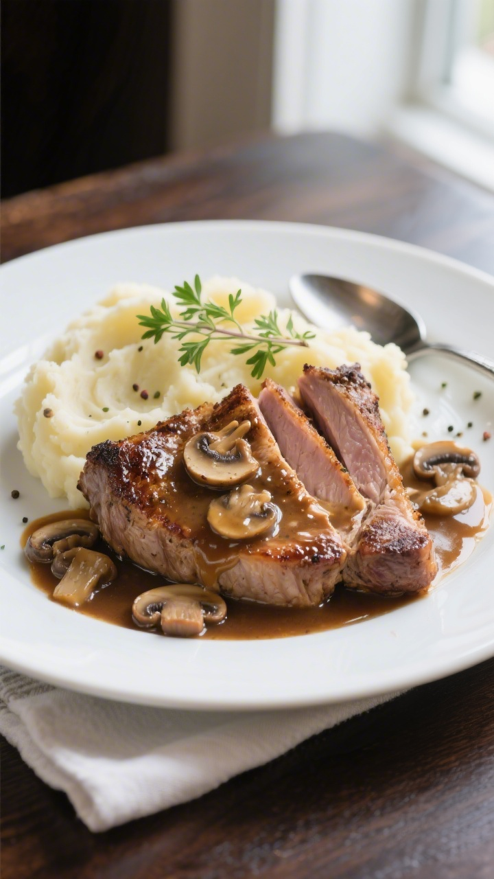 Final plated dish — Restaurant-quality presentation: Beautifully plated Pressure Cooker Pork Chops