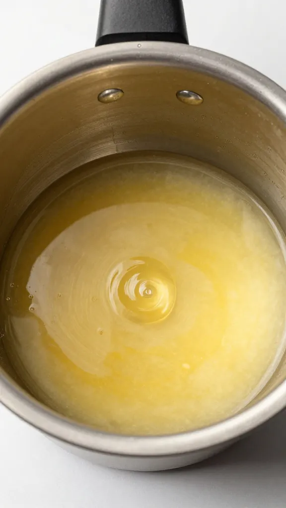 pressure cooker inner pot with glossy garlic butter sauce