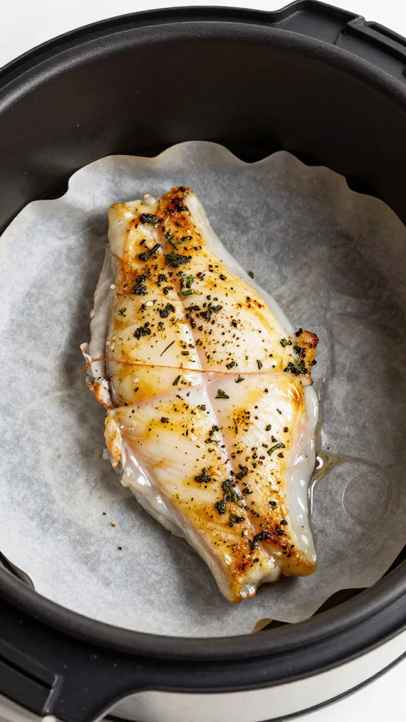 cod fillet in parchment with herbs, pressure cooker insert