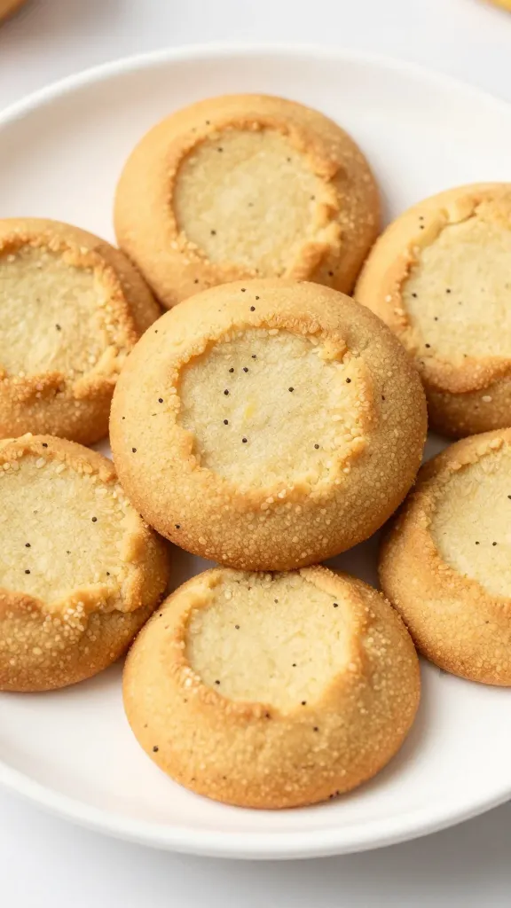 closeup of a single steamed lemon poppy seed cookie, glossy cheesecake center
